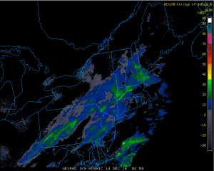 Radar image of precipitation patterns